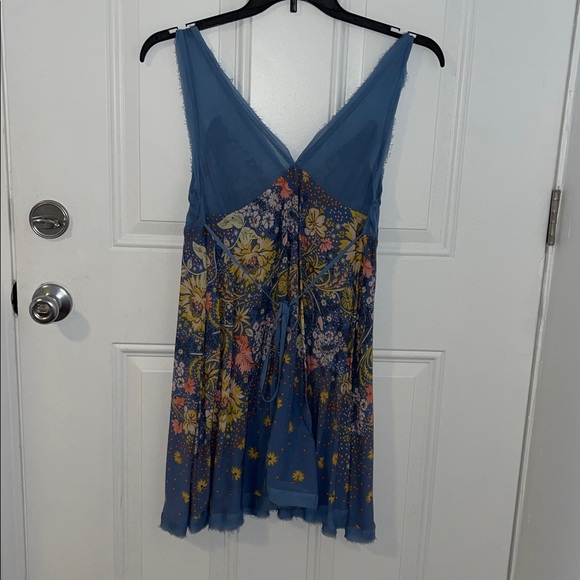 Free People Floral V-Neck Mini Slip Dress - size S - Picture 3 of 10